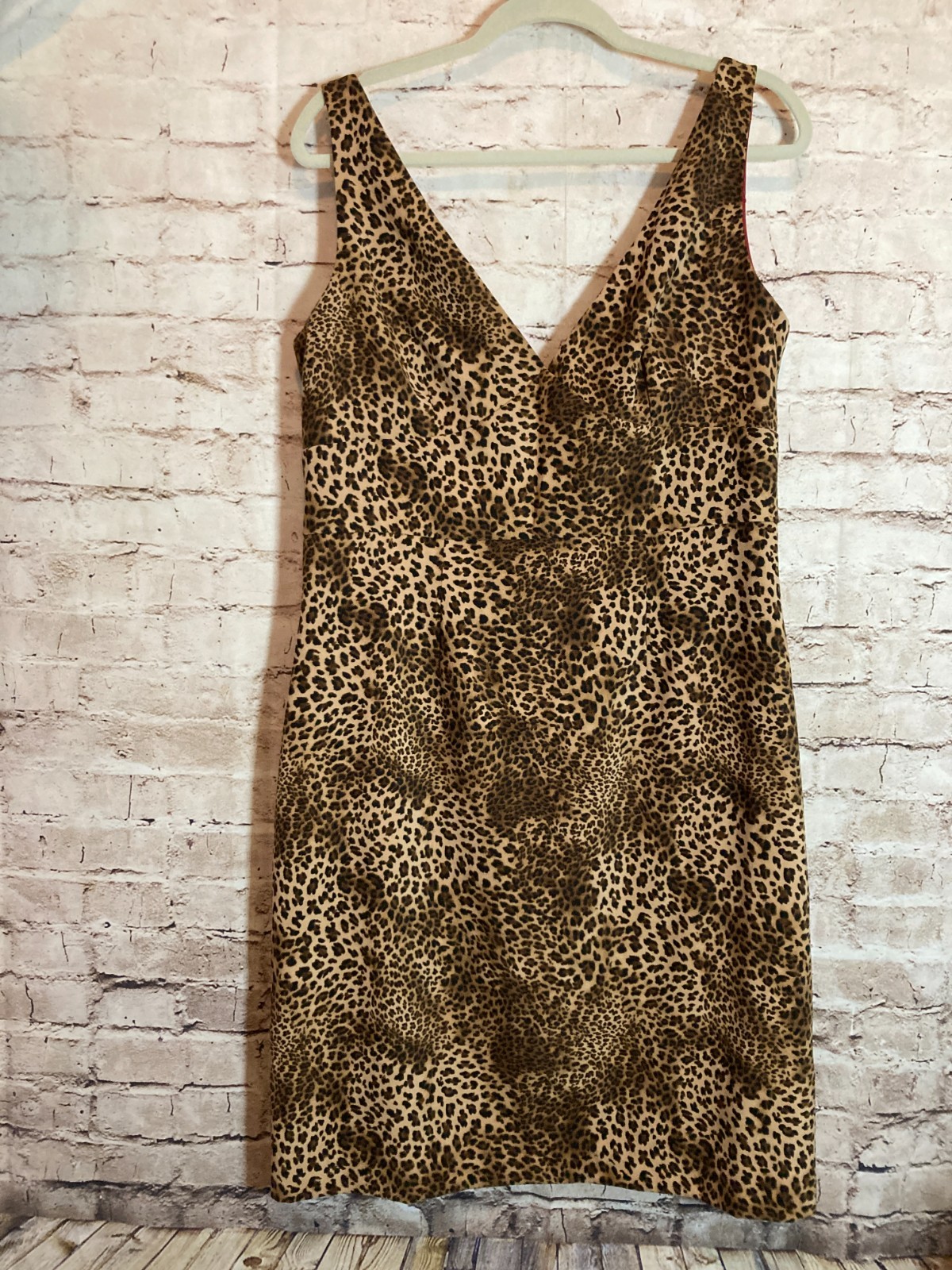 Jessica Howard Dress Womens 16 Brown Cheetah Leopard Bow Tie Detail Mob Wife