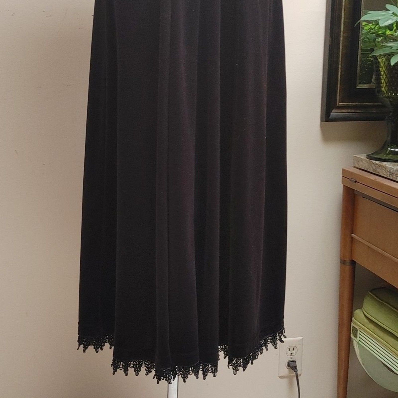 Vintage Coldwater Creek Black Velour Maxi Sleeveless Dress M