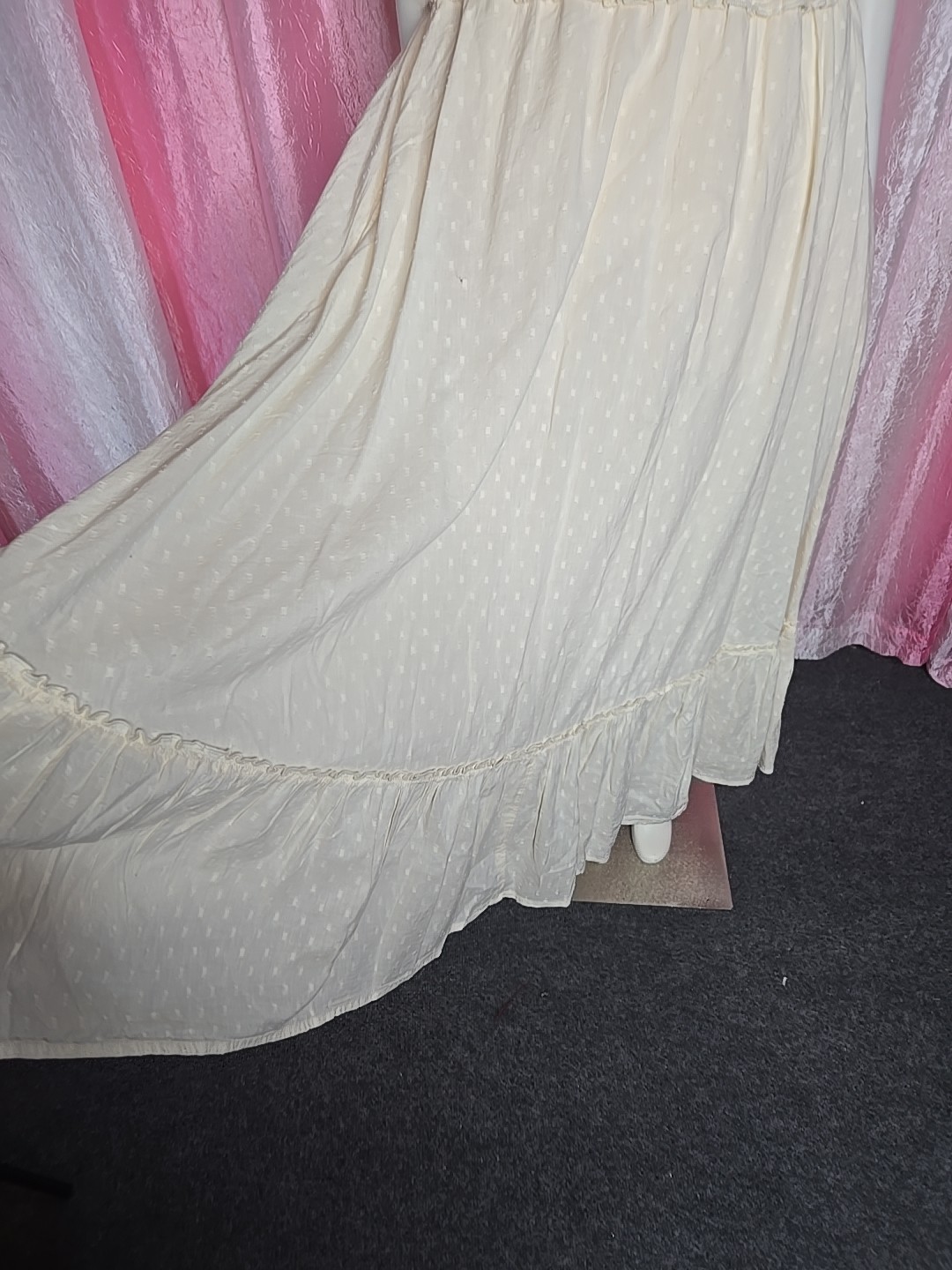 Old Navy Cream Cottagecore Clip Dot Layered Lined Prairie Dress Size Large