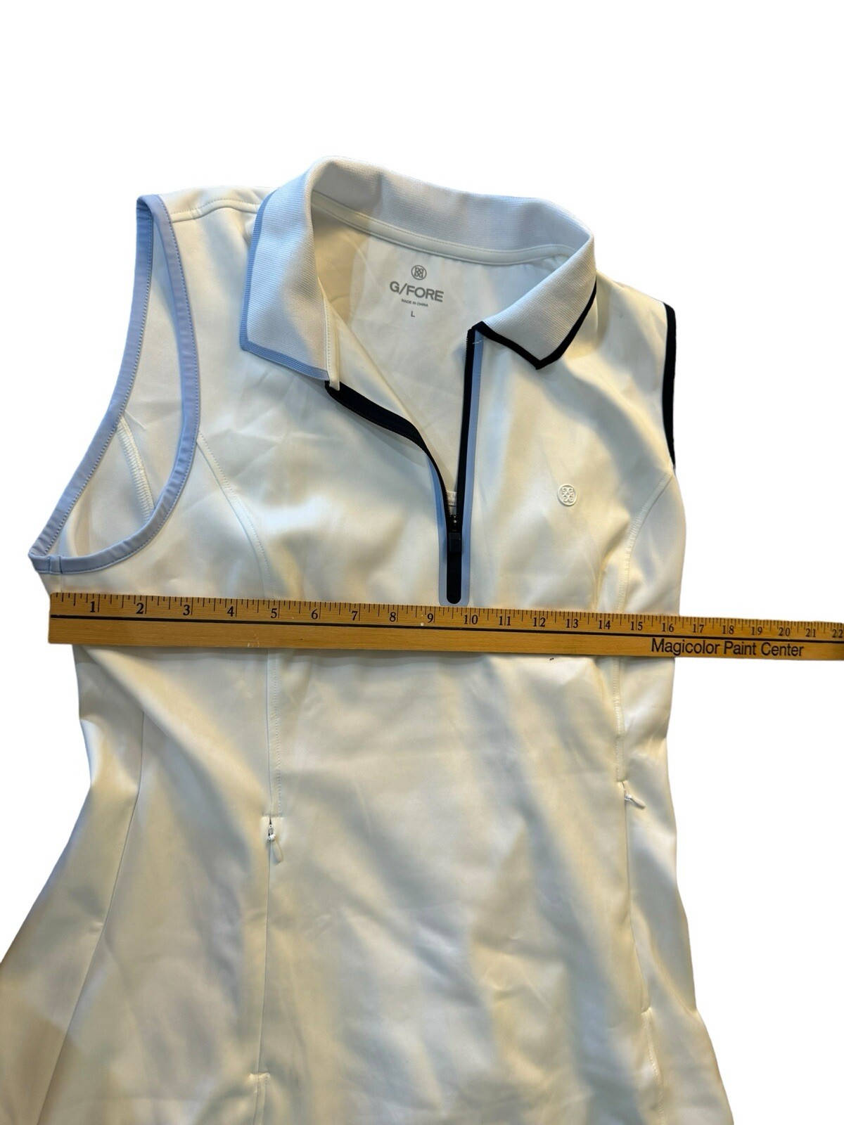 G/FORE Sleeveless White Polo Stretch Nylon Lined Golf Tennis Dress L NWOT $225