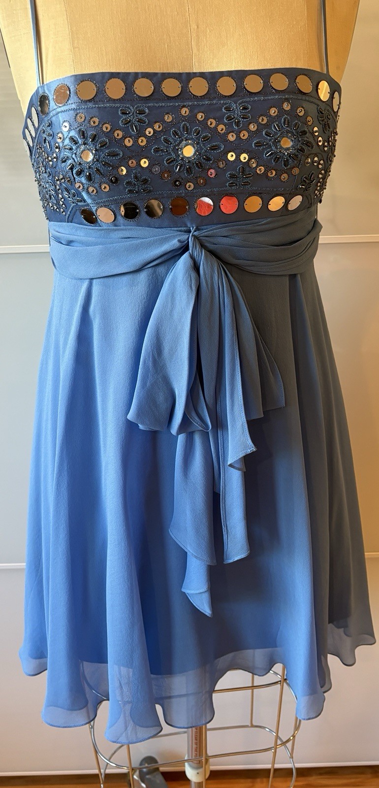 BCBG SILK SEQUENCE Dress Blue Size 4