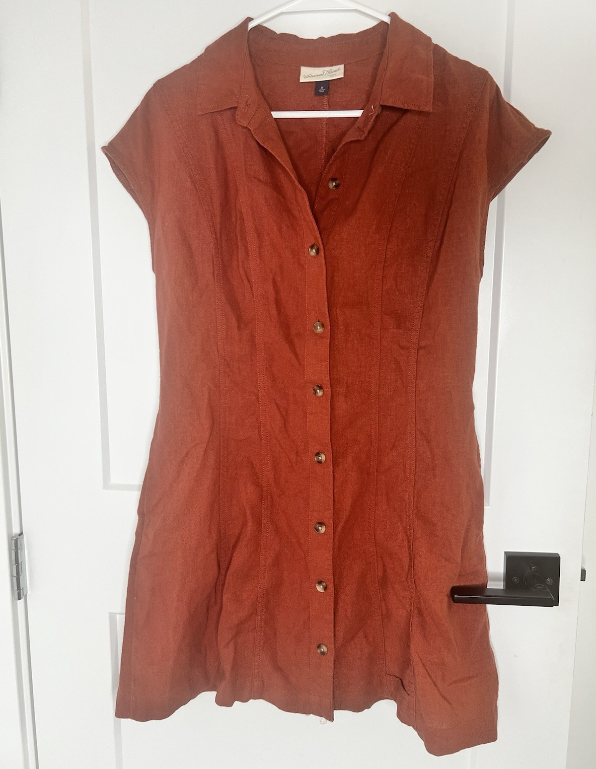 Universal Thread Rust Woven Shirt Dress Collared Short Sleeve Button Front M