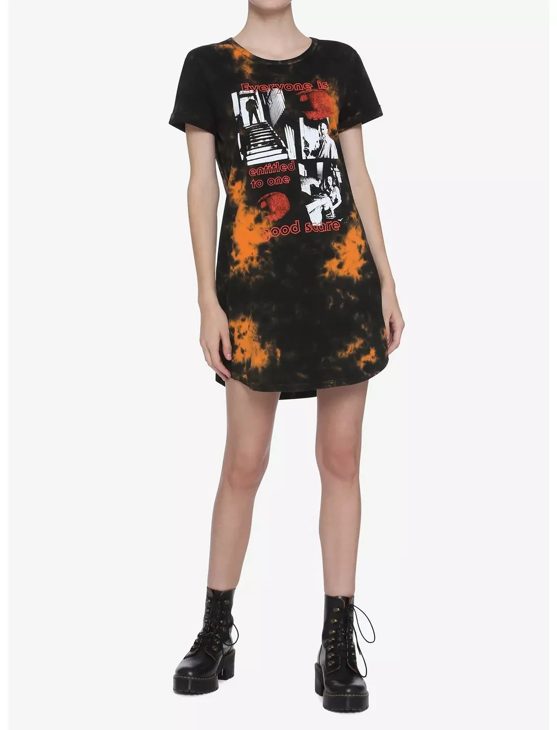 Halloween Michael Myers One Good Scare Tie-Dye Juniors T-Shirt Dress NWT XS-XL