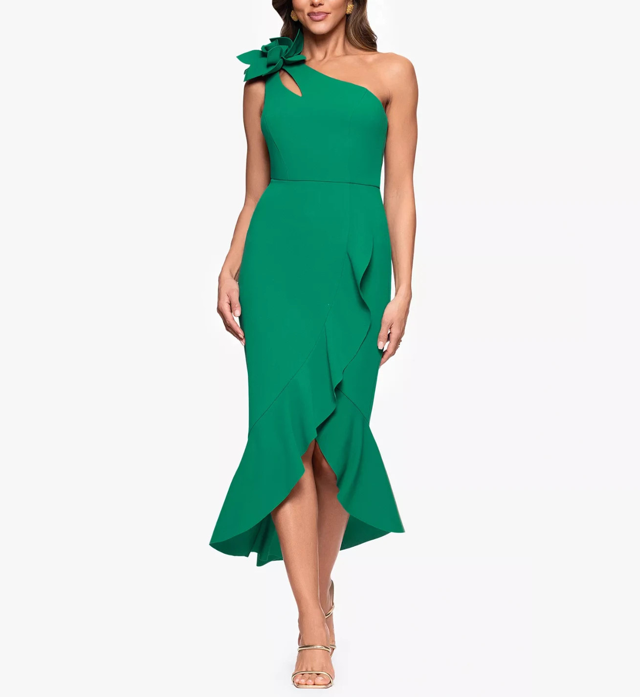 XSCAPE Women’s Asymmetrical Ruffled High-Low Dress MSRP $149