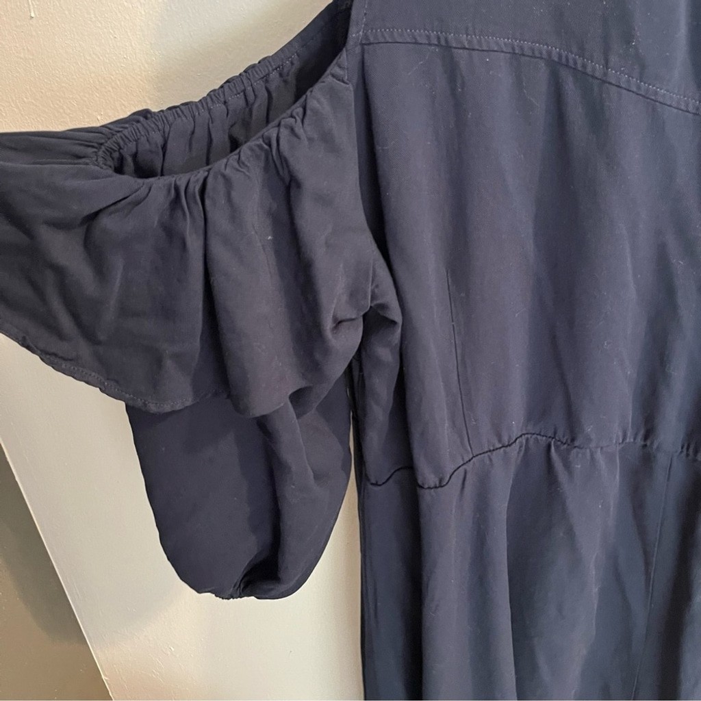 Eloquii Navy Blue Cold Shoulder Ruffle Detail Size 26