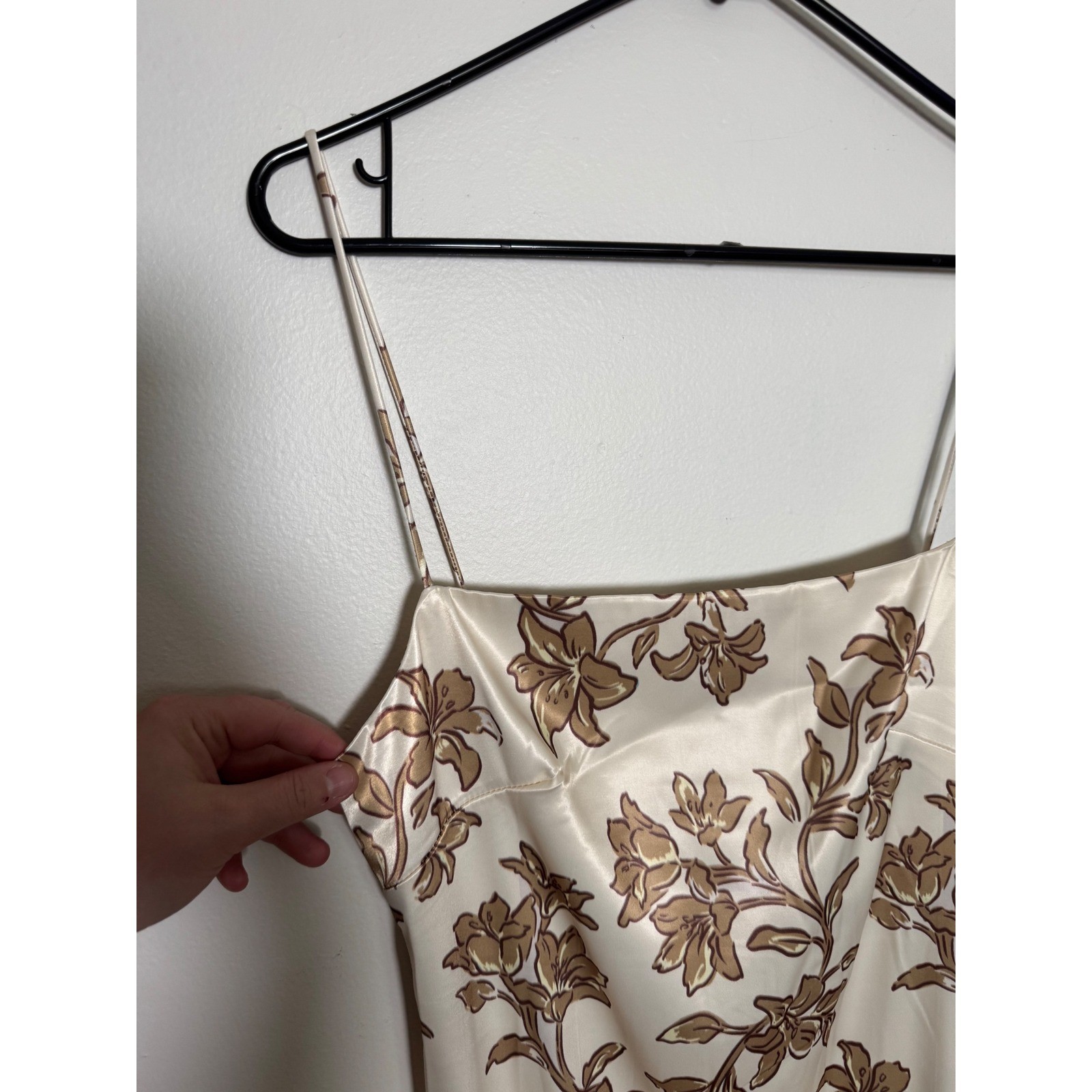 Peppermayo Lara Satin Maxi Dress Hazel Bloom Floral Brown Cream US 4 NWT