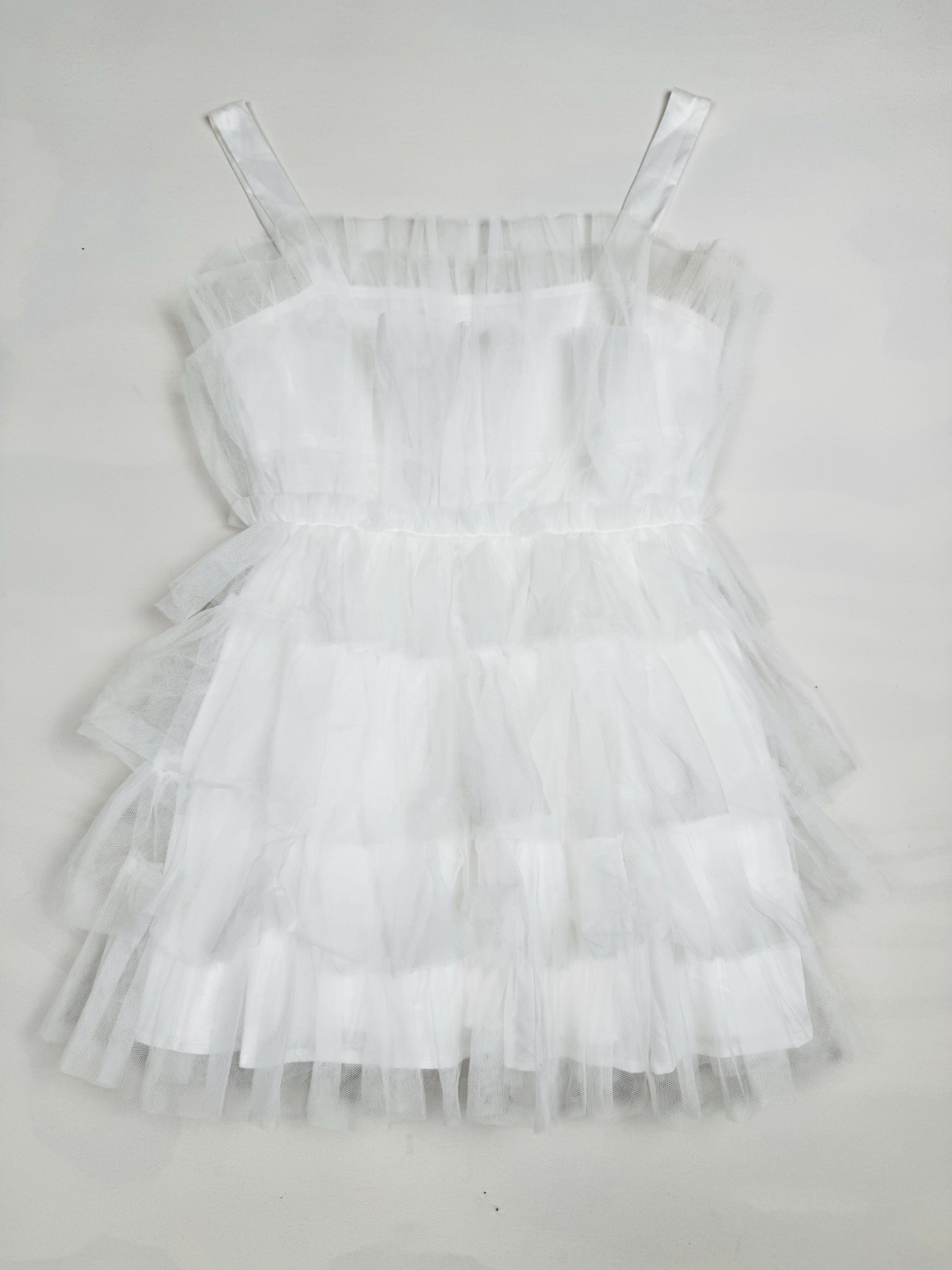 Storia White Layered Tulle Mini Dress White Women’s L