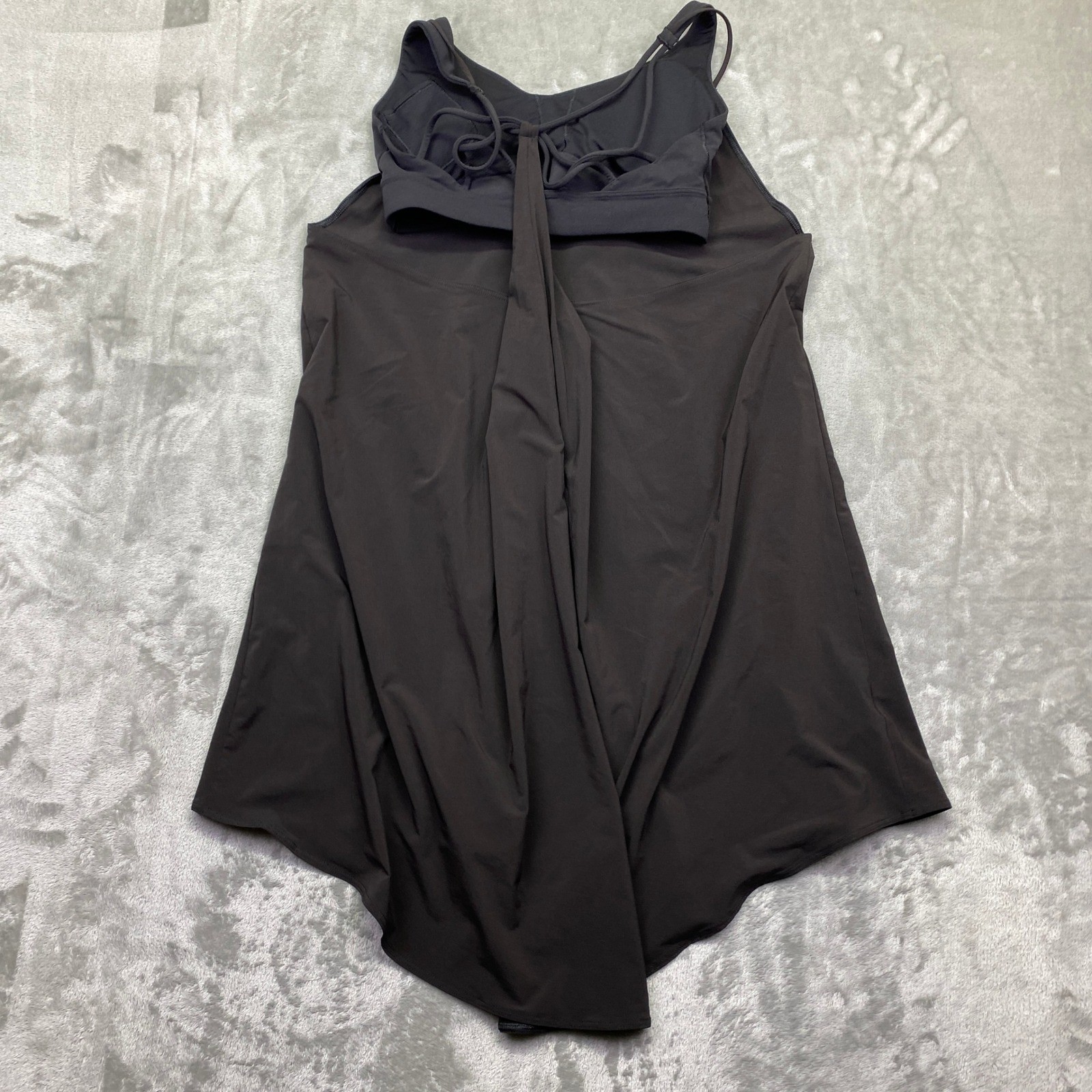Athleta Black Solace Support Athletic Tank Dress Built In Bra High Low Hem Sz M