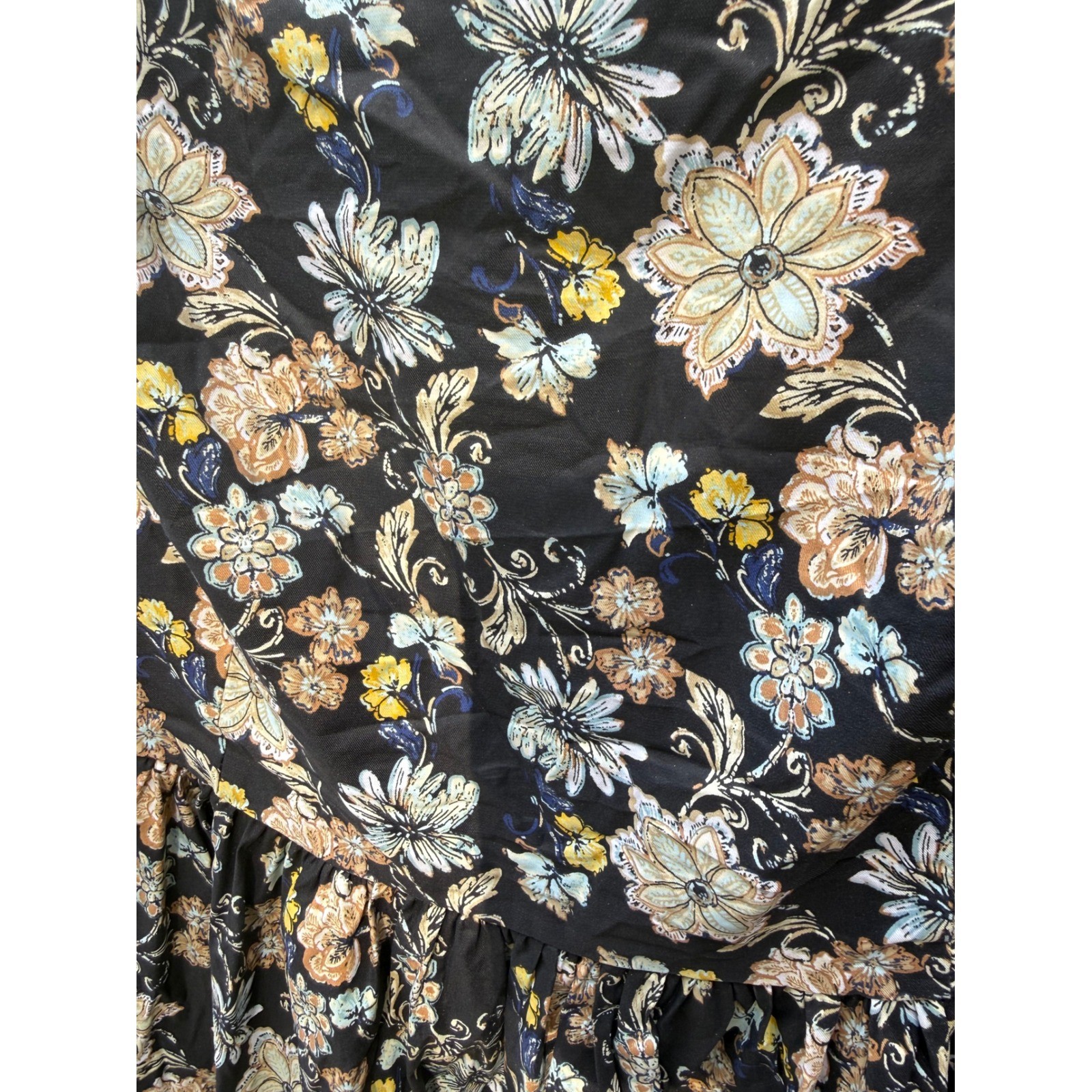 Lane Bryant Floral Smocked Back Midi Dress Black Blue Yellow Plus Size 20 NEW