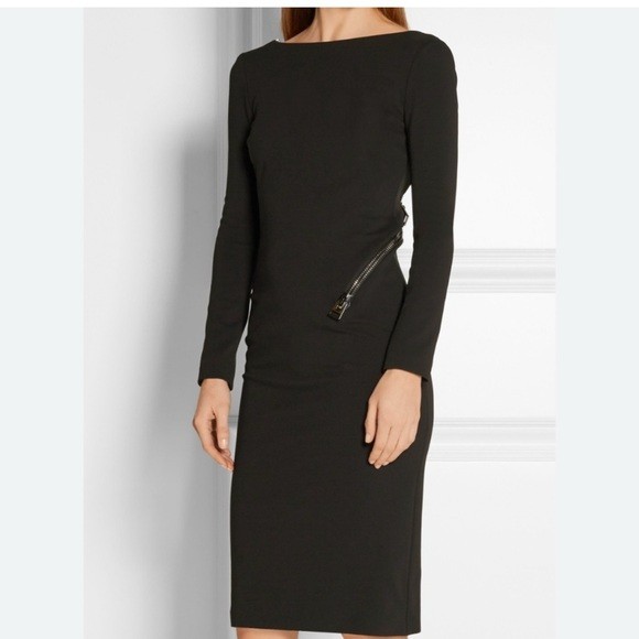 $5500 TOM FORD women’s Zipper open back knee length dress – black sz 44 / US 10