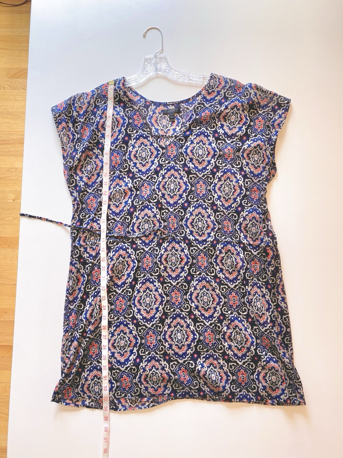 EUC JCrew S Cotton Tissue Tunic Top Dress Sheer Fabric Vneck Drawstring Waist