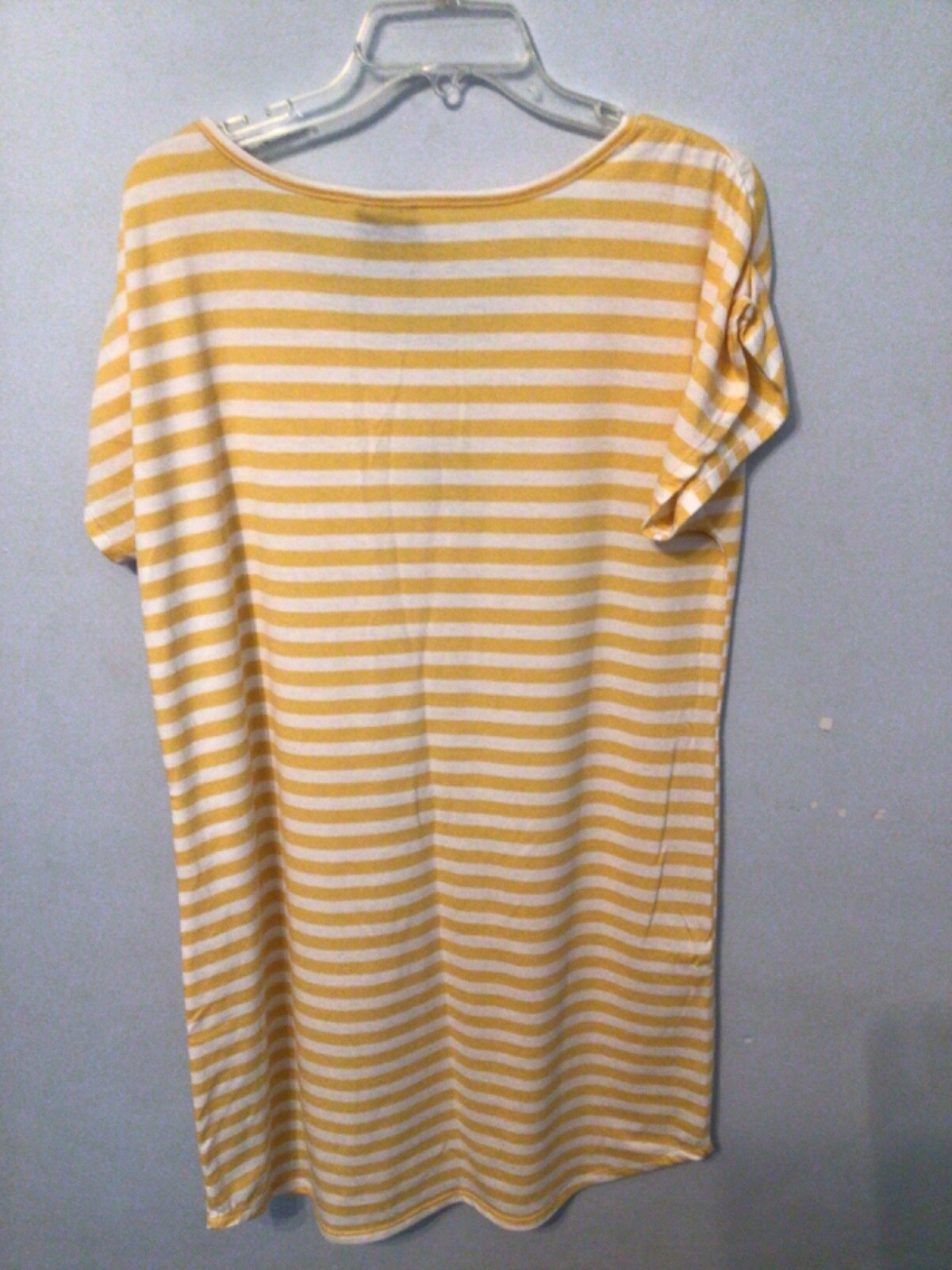 LOVE Ari Yellow White Stripe Pineapple Cover Up Dress Cap Sleeve Cruise Beach M