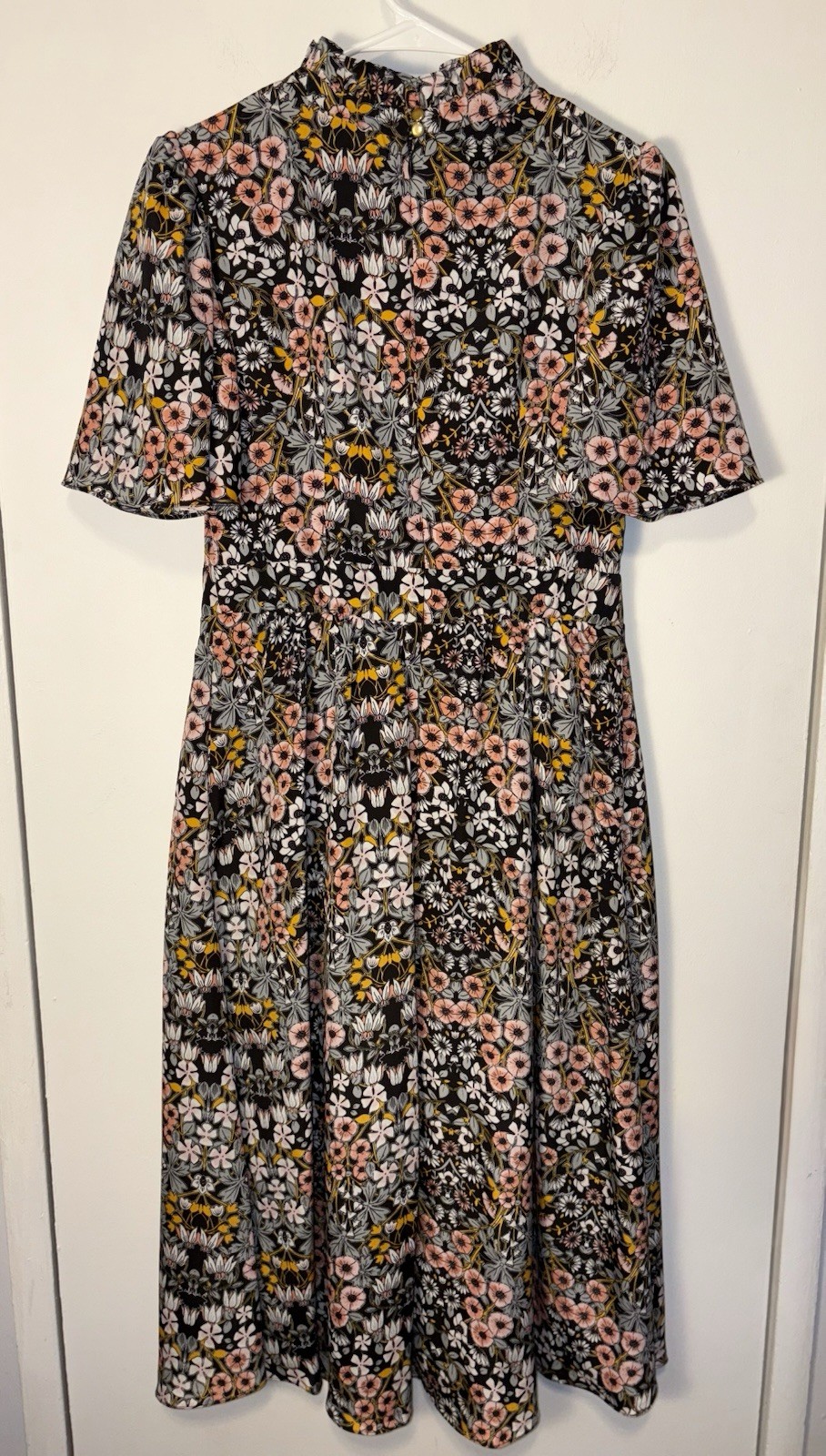 Julia Jordan Ruffle Mock Neck Flutter Sleeve A-Line Dress Floral Print Size 8