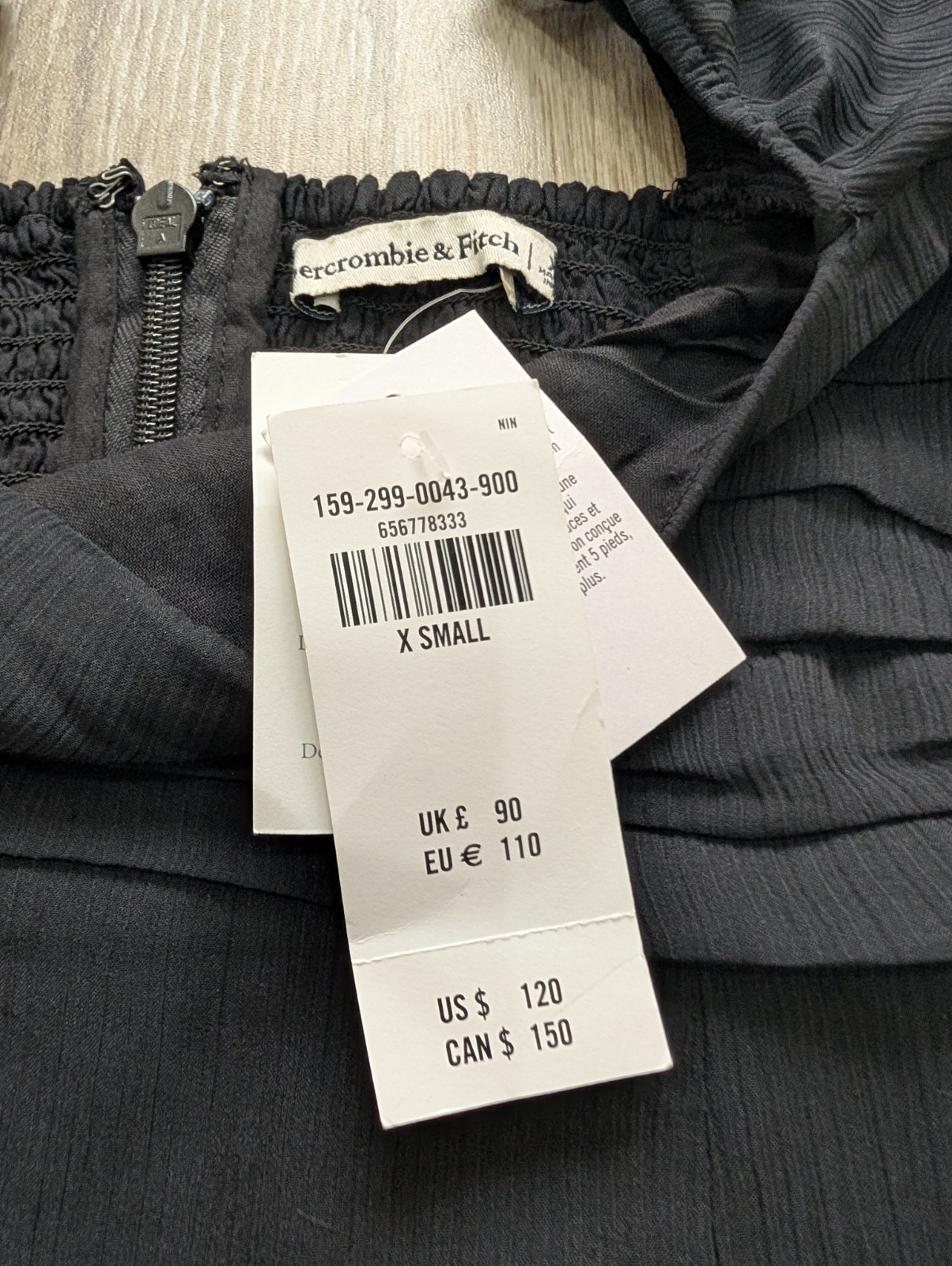 Black Abercrombie & Fitch long sleeve sheer midi dress size X small brand new XS