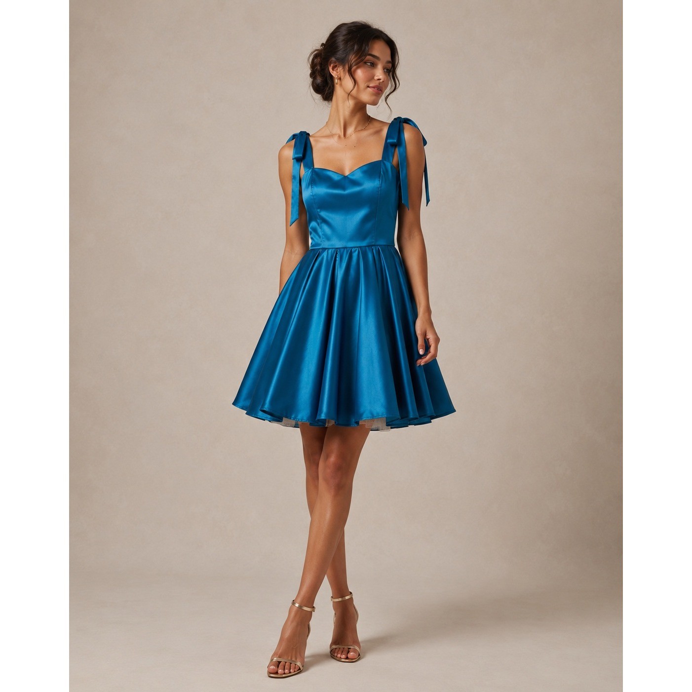 Witness of Love Teal Blue Satin Corset Back Tie Strap Mini Dress Size 0 NWT