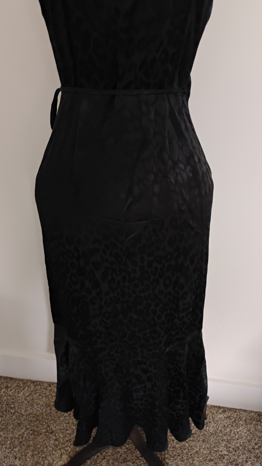 Abercrombie & Fitch High Low Wrap Dress Womens Black Animal Print Satin Finish S