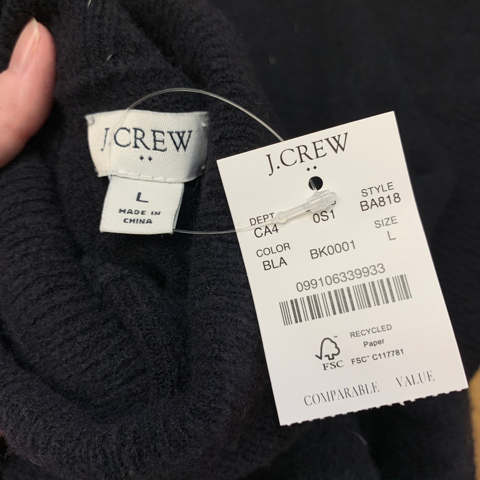 J. Crew Black Wool Blend Turtleneck Sweater Dress Long Sleeve Size Large NWT
