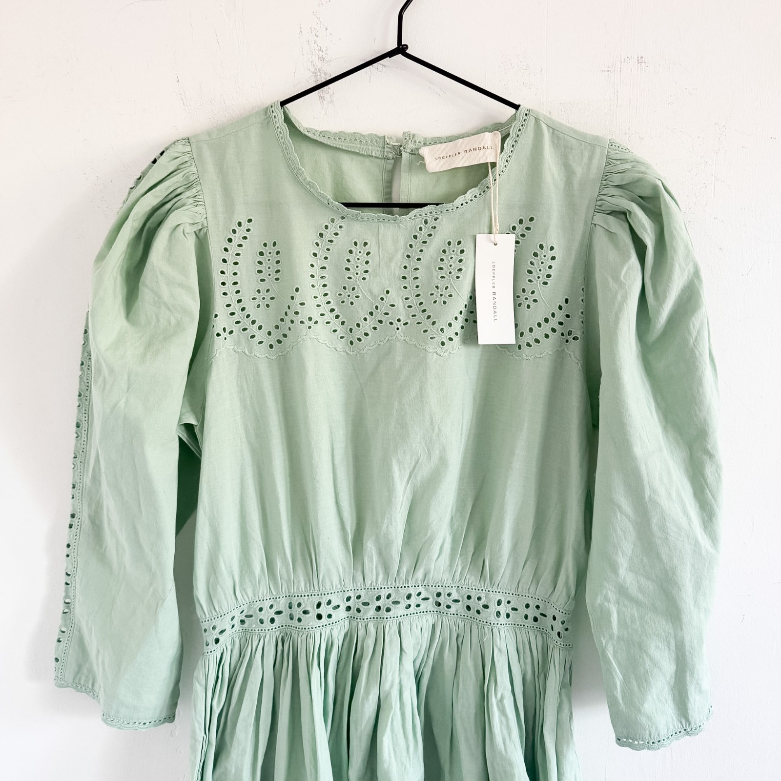 NWT Loeffler Randall Mint Green Eyelet Thelma Midi Dress 0