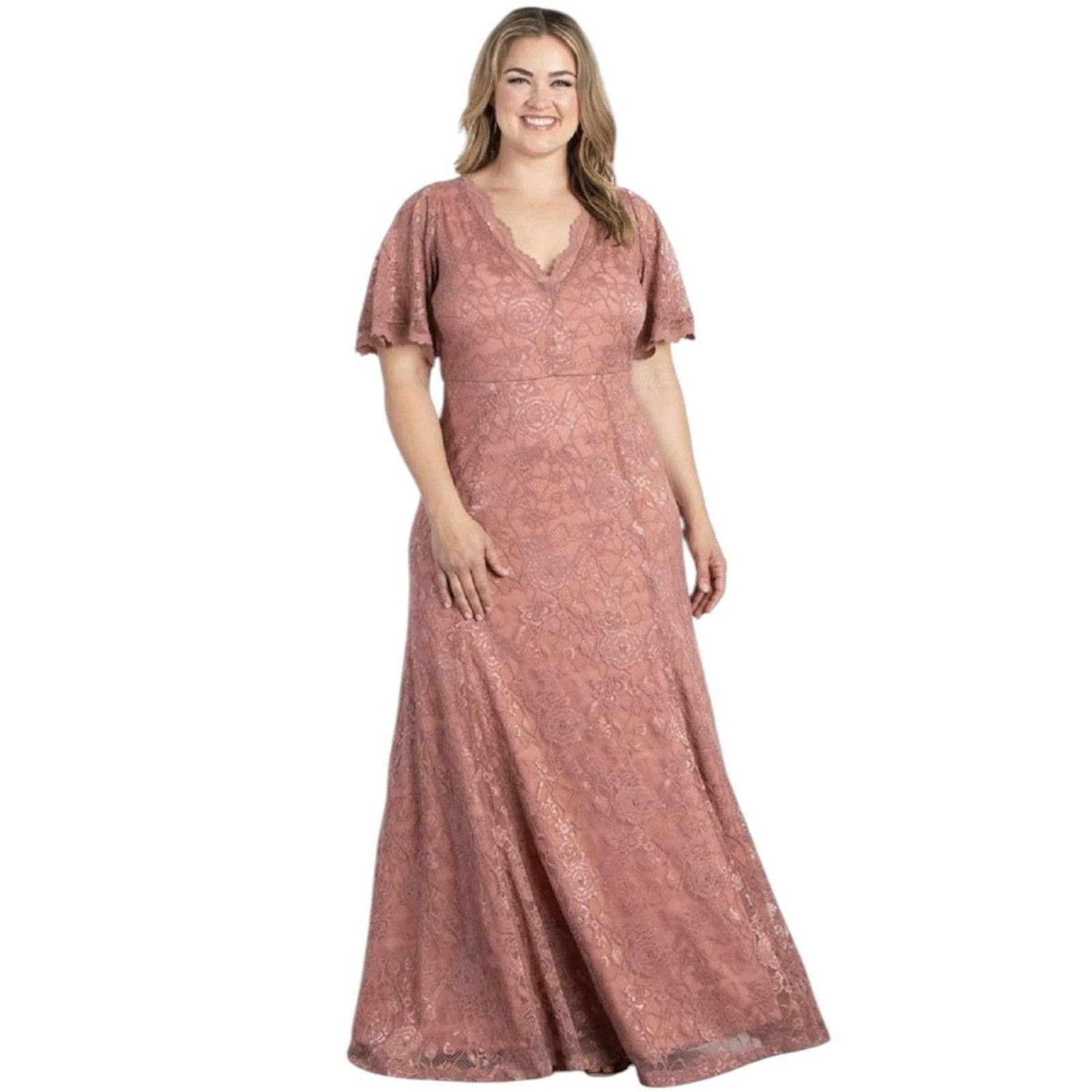 KIYONNA Symphony Mauve Rose Lace Evening Gown, NWT! Size 2X
