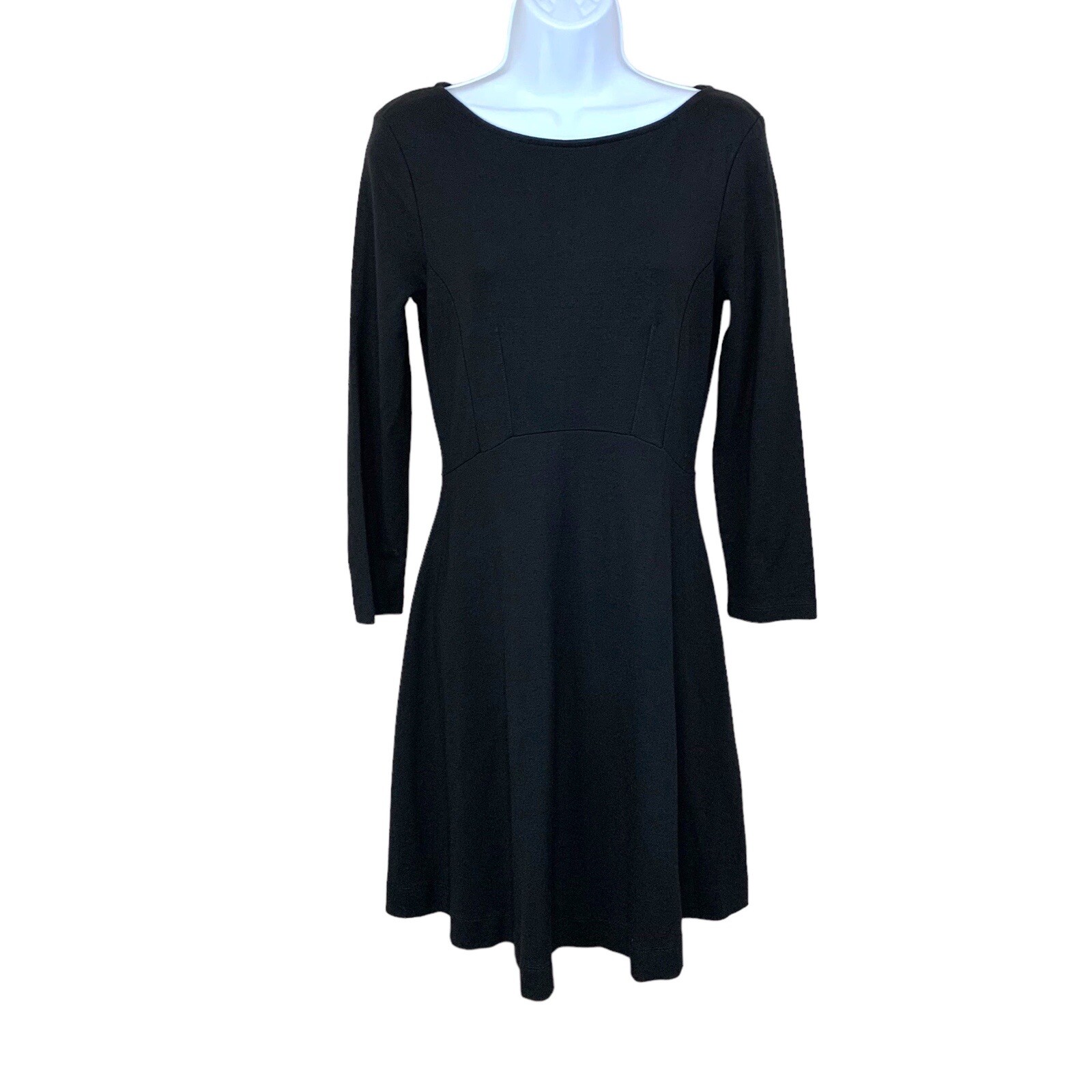 Vintage French Connection Black Opaque Long Sleeve Dress Size 8