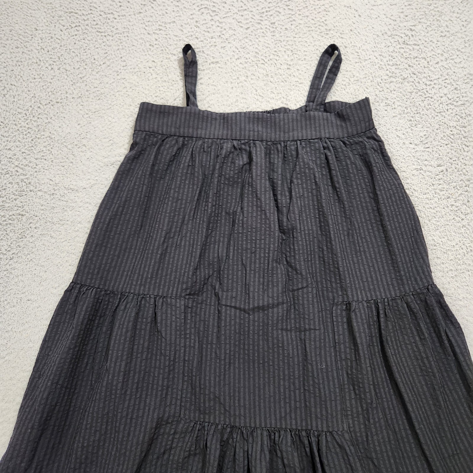 Jenni Kayne Dress Womens Extra Small Black Seersucker Sundress Lightweight Lined