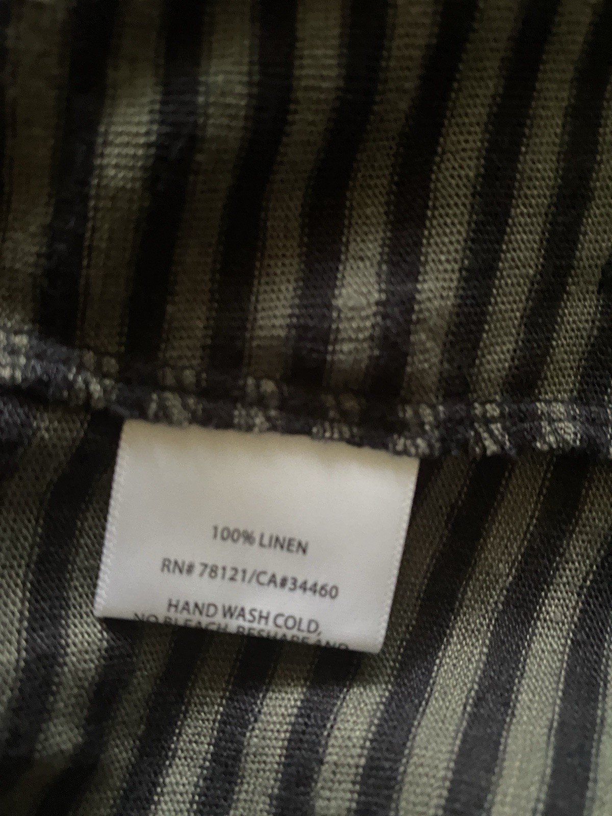 Eileen Fisher 100% Linen Racerback Midi Dress Size S Black/Gray Stripes Neutral