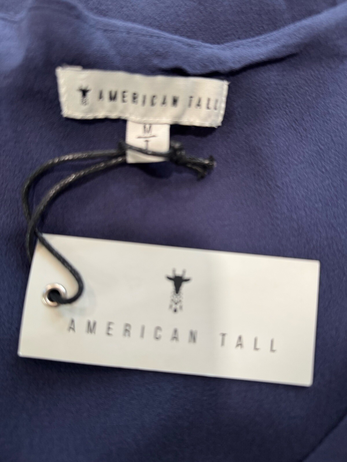 AMERICAN TALL Blue Mini Button Down Dress Classic Cap Sleeve Sz Medium NWT