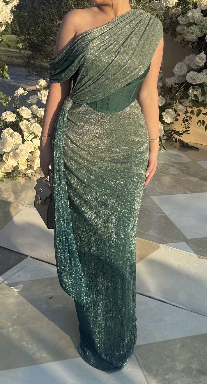 JLuxLabel Celestina Green One Shoulder Maxi Dress Size Large