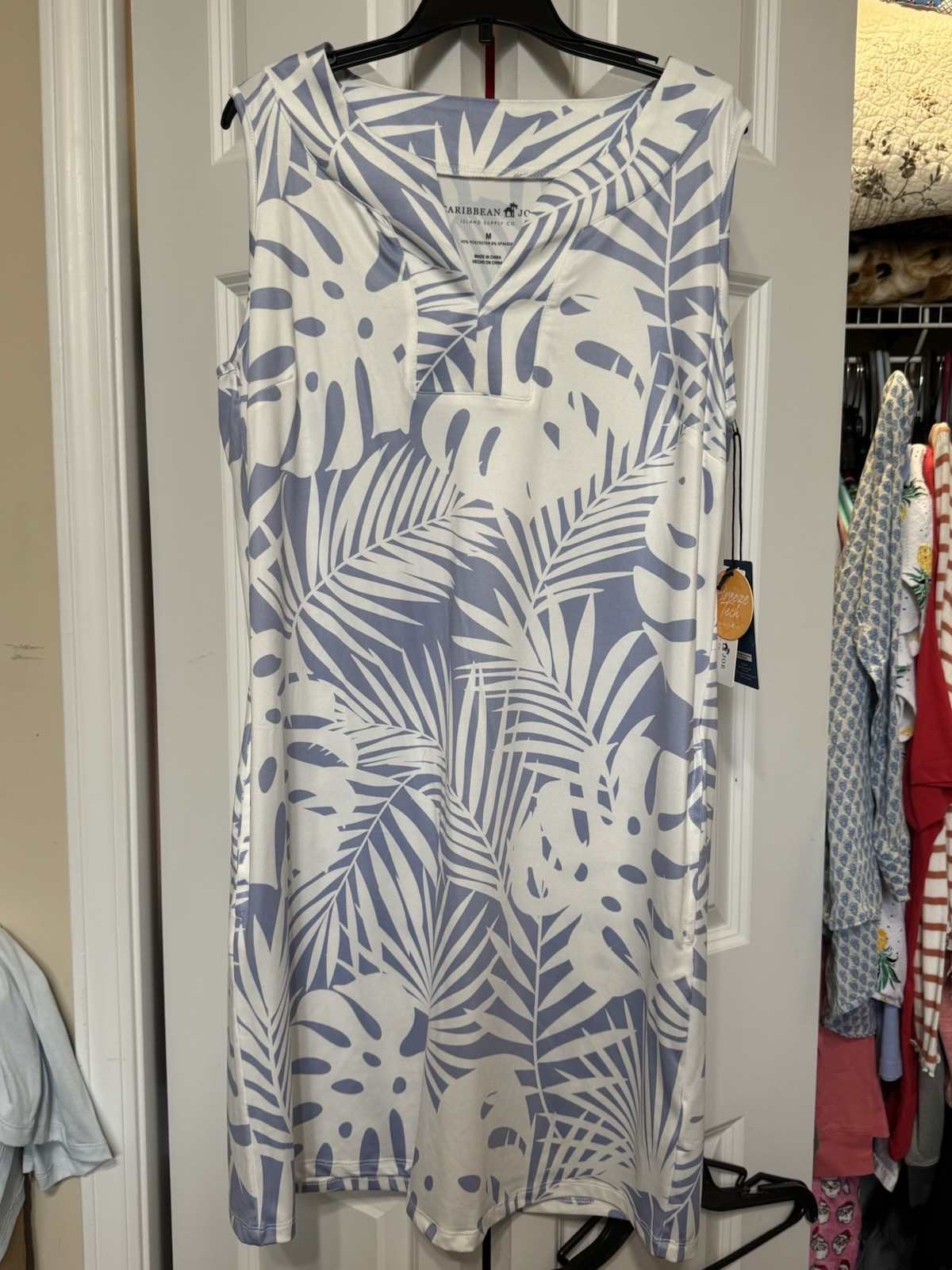 Women’s Caribbean Joe Sz Med Spandex Poly Blend Sleeveless Dress Periwinkle NWT