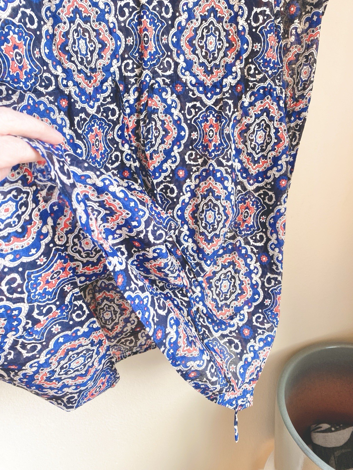 EUC JCrew S Cotton Tissue Tunic Top Dress Sheer Fabric Vneck Drawstring Waist