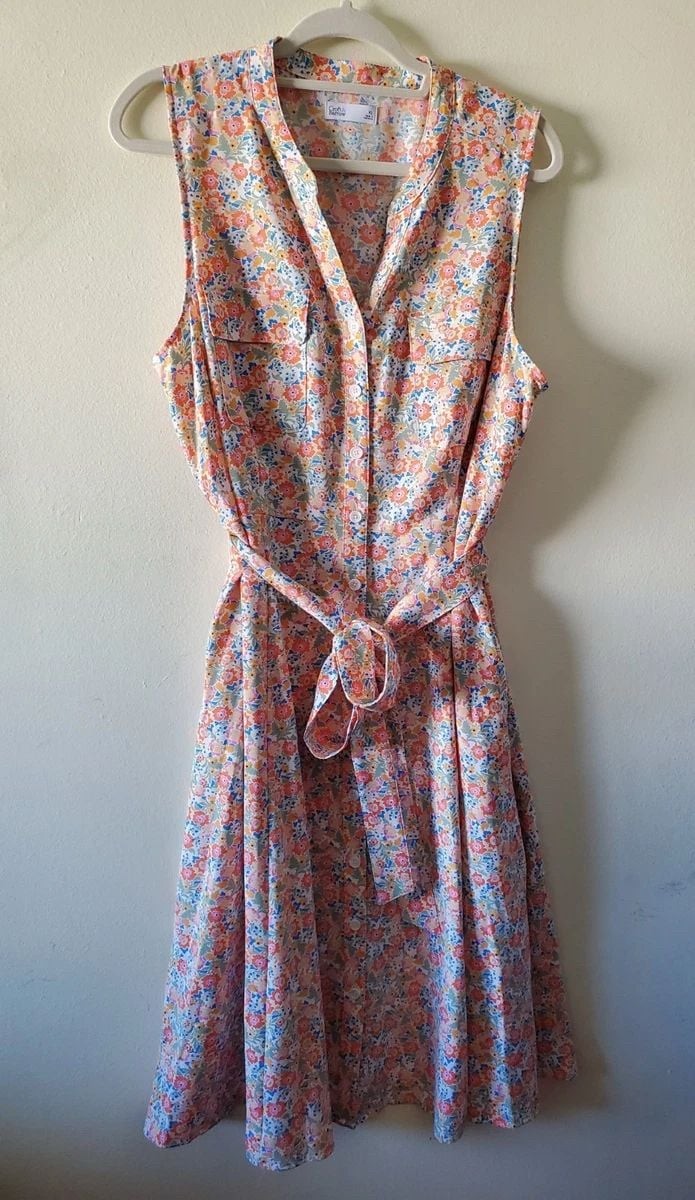 Croft & Barrow Women’s Sleeveless Floral Button-Front Midi Dress Size L