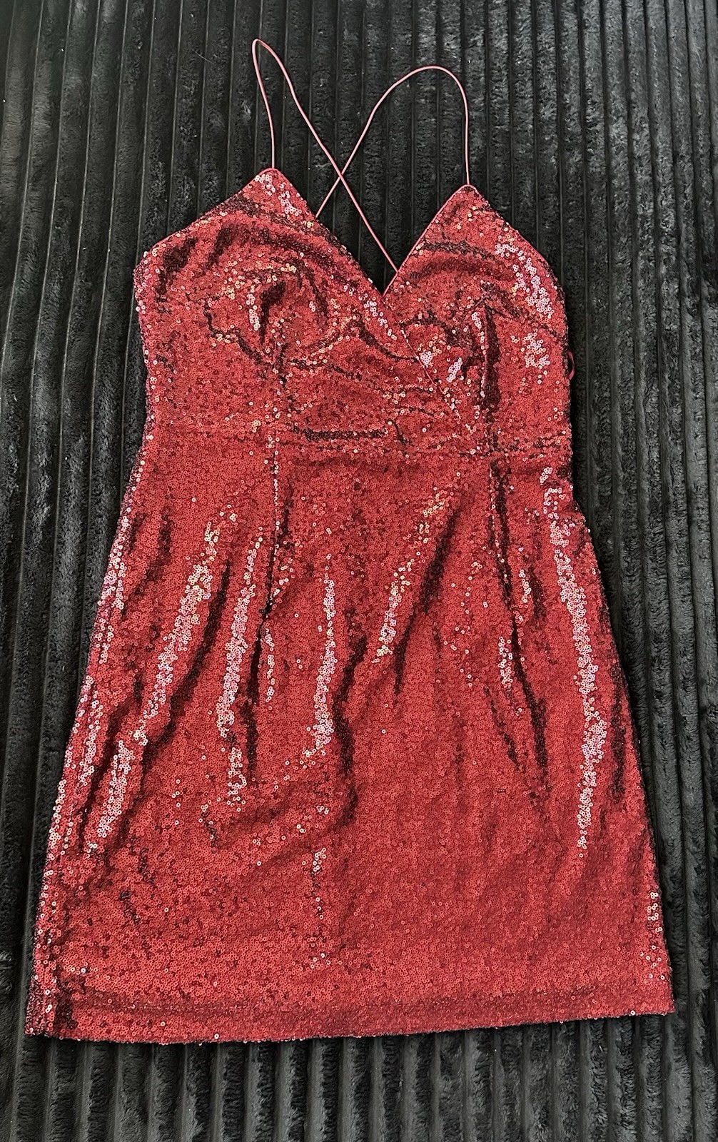 NWT Altar’d State Red Sequin Mini Dress Size Large V Neck