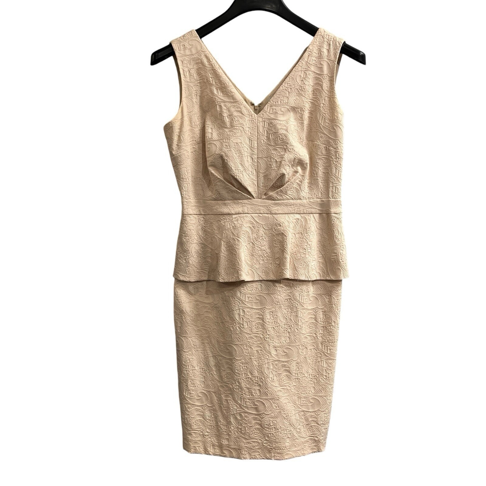 Belle Badgley Mischka Dress Womens 10 Illusion Lace Cream Layered Cocktail Party
