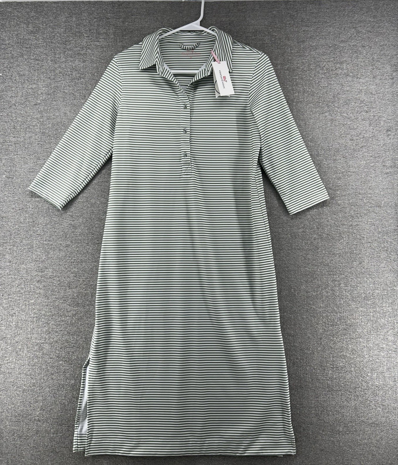 Vineyard Vines Sankaty Shirt Dress Women Sz Small Green Striped Beach NEW $79