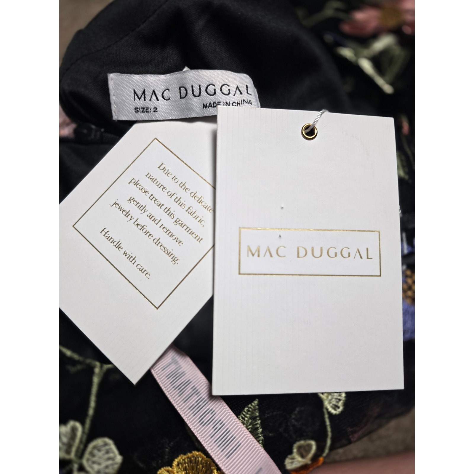 Mac Duggal 68202 Floral Embroidered Mesh Mini Dress Womens 2 NWT