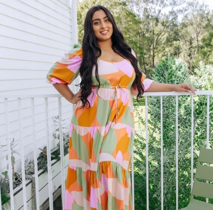 Proud Poppy A-Line Long Dress Womens 28 Abstract Print BNWT