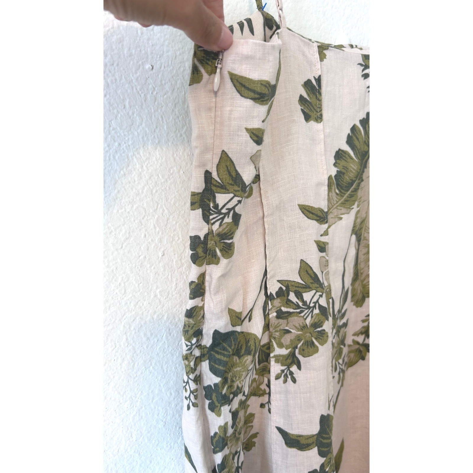 & Other Stories Linen Tropical Palm Print Mini Dress Los Angeles Atelier US 10