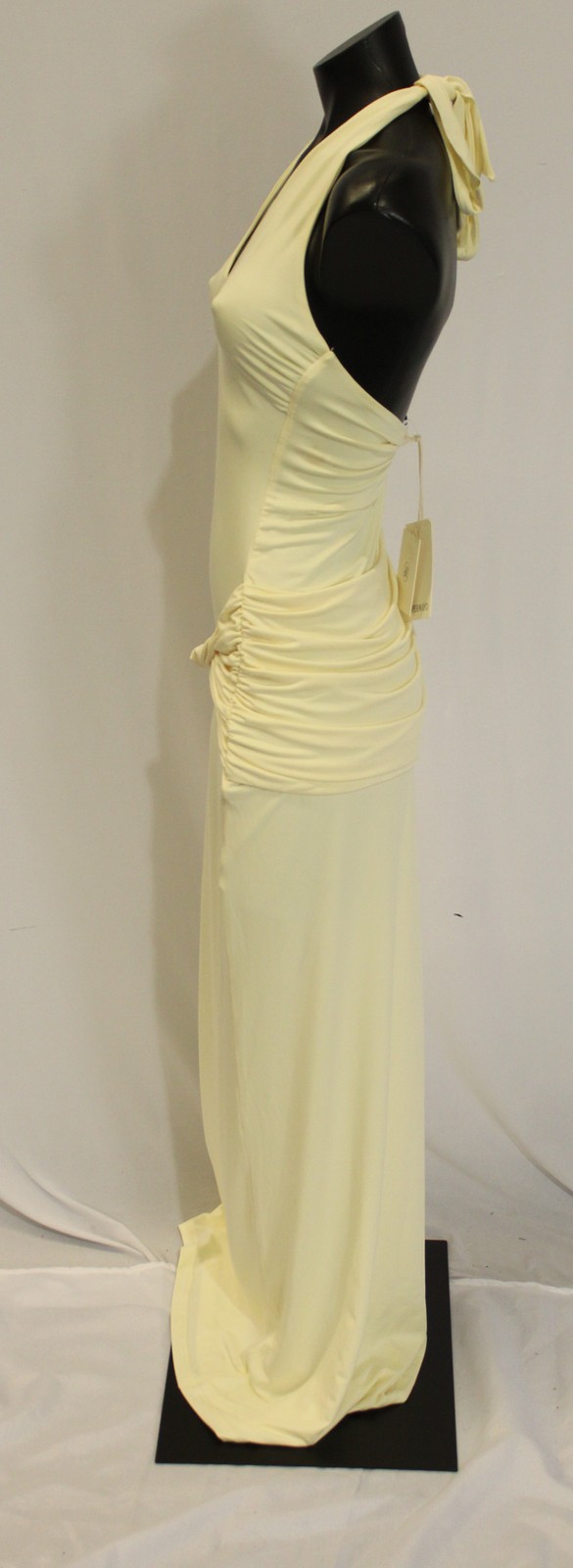 Peppermayo Women’s Maribelle V-Neck Open Back Halter Maxi Dress MS7 Lemon Size 4