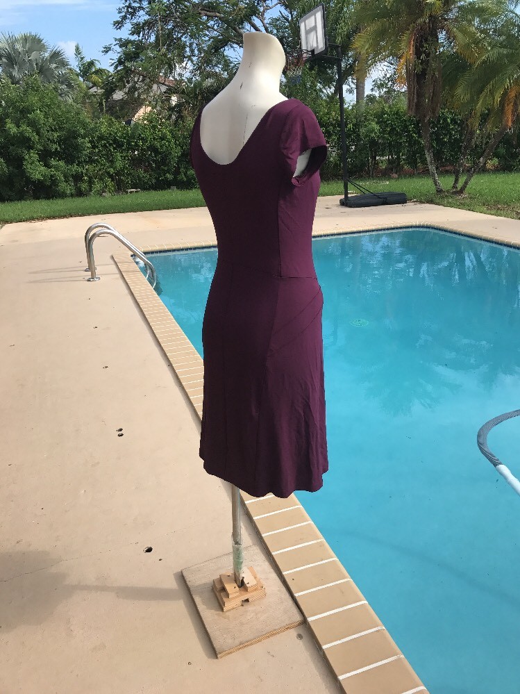 CELINE DEEP PURPLE STRETCH CAP SLEEVE CASUAL DRESS Sz 38 MADE IN FRANCE