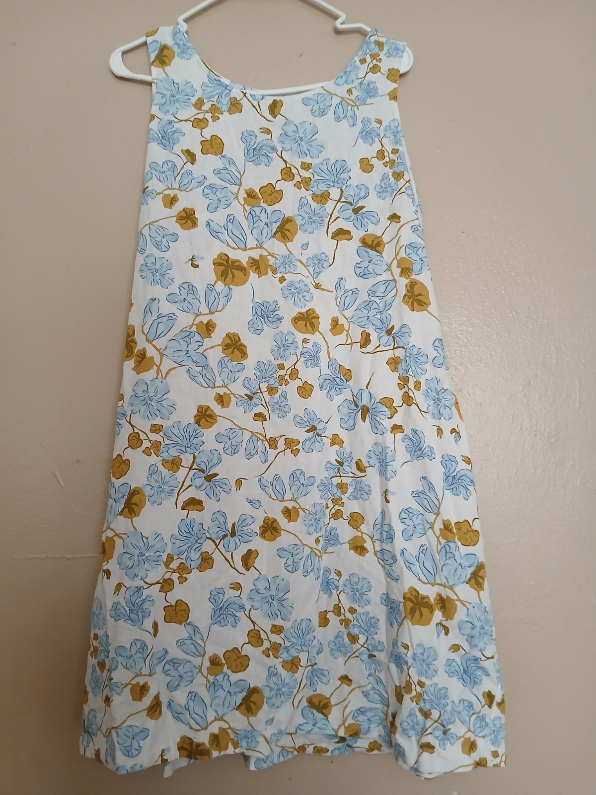 Joie Dress Large Linen Floral Cut Out Beach Cruise Resort Bohemian Cottage Boho