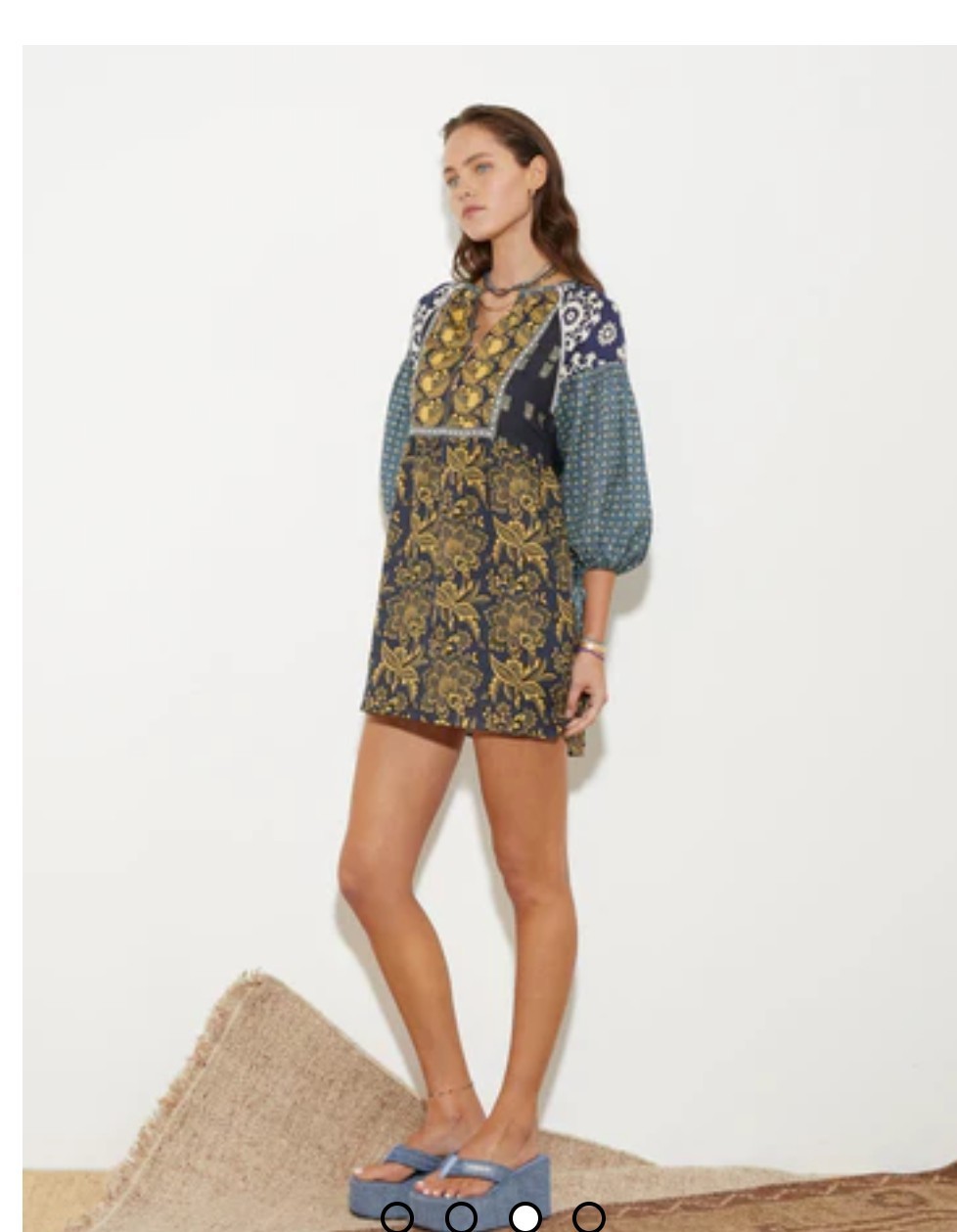 Boteh Florimonde Mini Smock Dress – Indigo Patchwork – UK 10 (Size 2) – BNWT