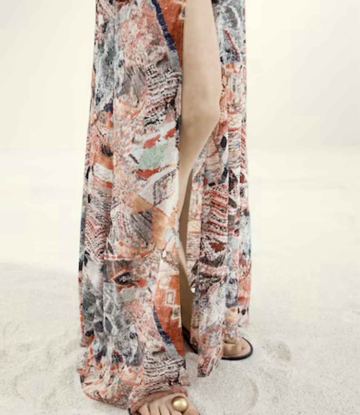 Draped Beige Patterned Dress. H&M Studio Capsule Collection. Sz M. NWT. SOLD OUT