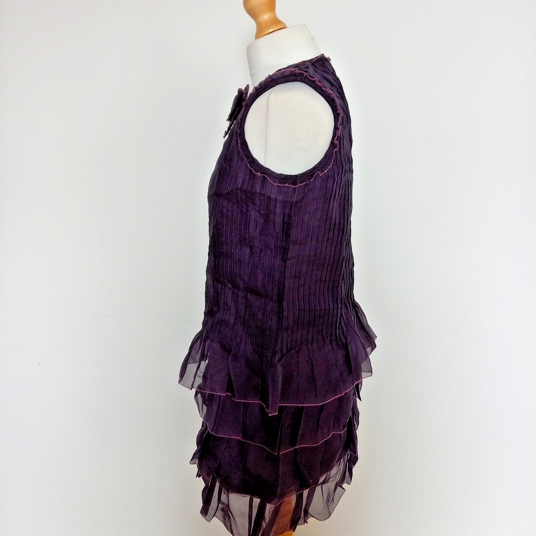Luella Bartley Mauve Silk Ruffle Dress UK 10 Indie Romantic Y2K