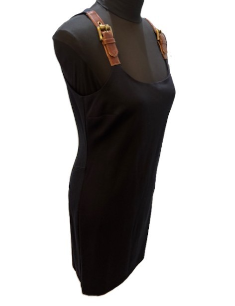Michael kors Navy Belted Dress w/Buckle Detail on Shoulder & Removable Belt (S )