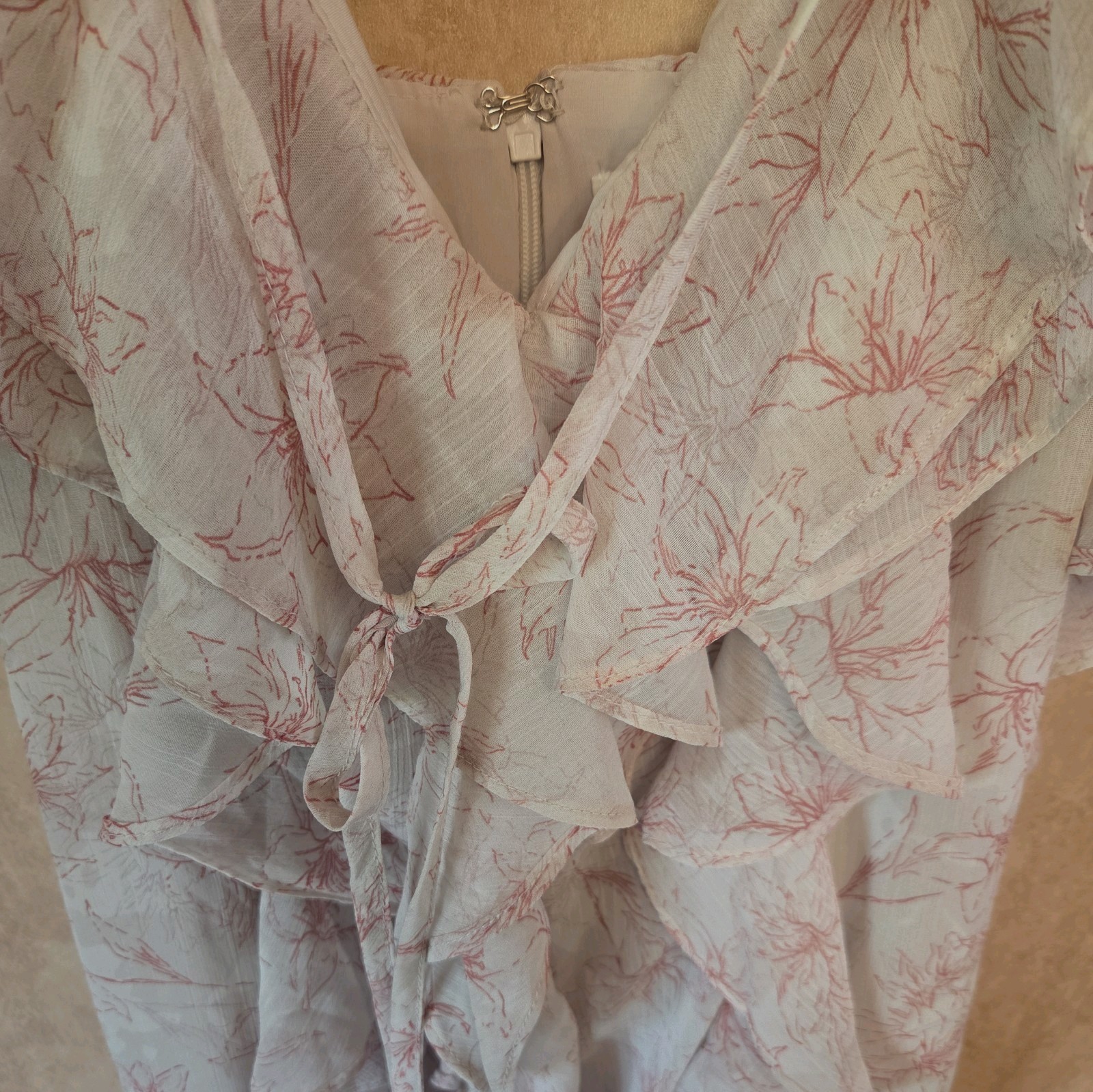 Storia Women’s Ruffle Floral Lined Maxi Dress Size L Fairy Whimsical Princess