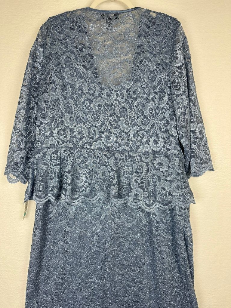 R&M Richards Gown Jacket Set Size 16 Blue Glitter Lace Mother of the Bride
