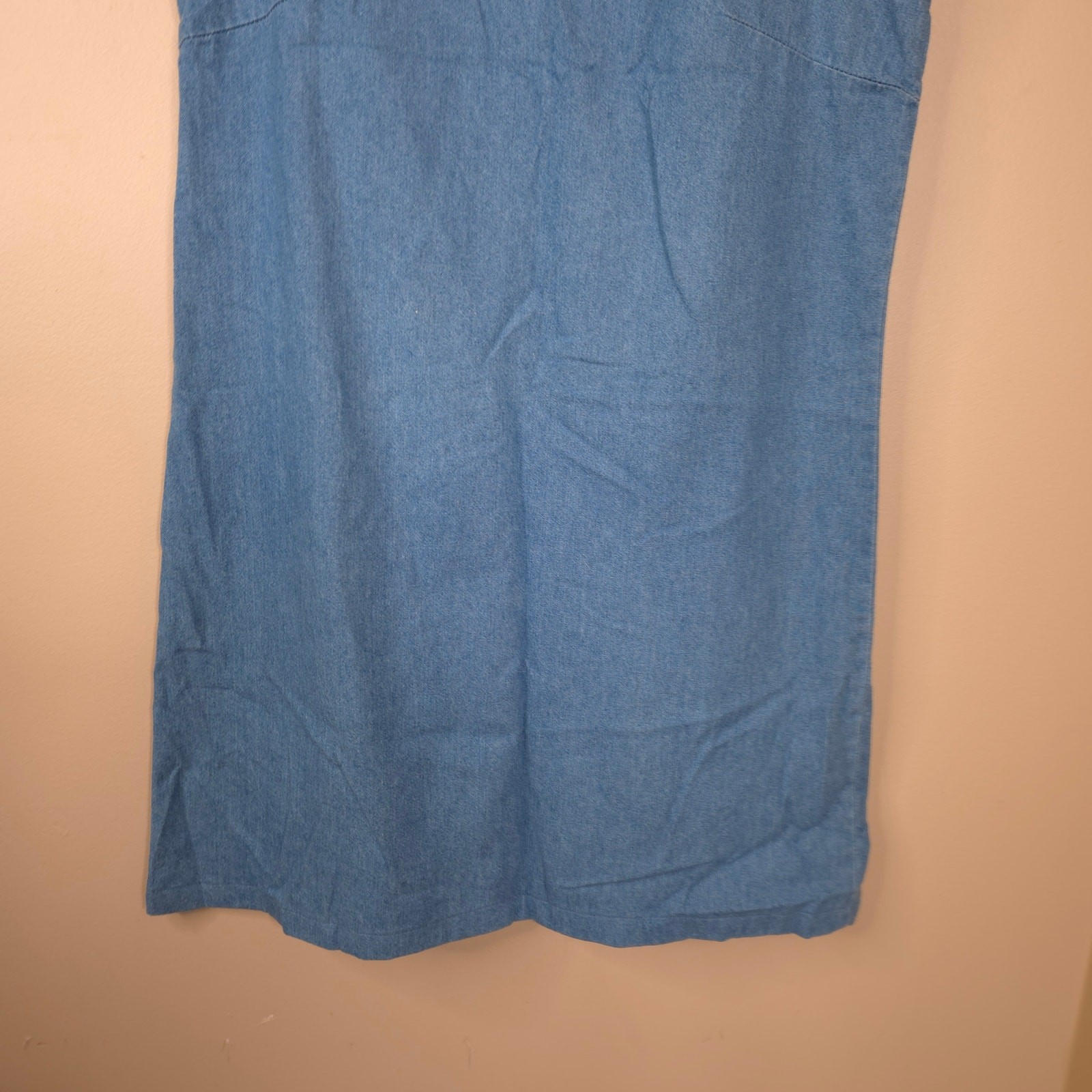 Vintage Coldwater Creek Sleeveless Shift Chambray Mini Dress Light Wash Size S