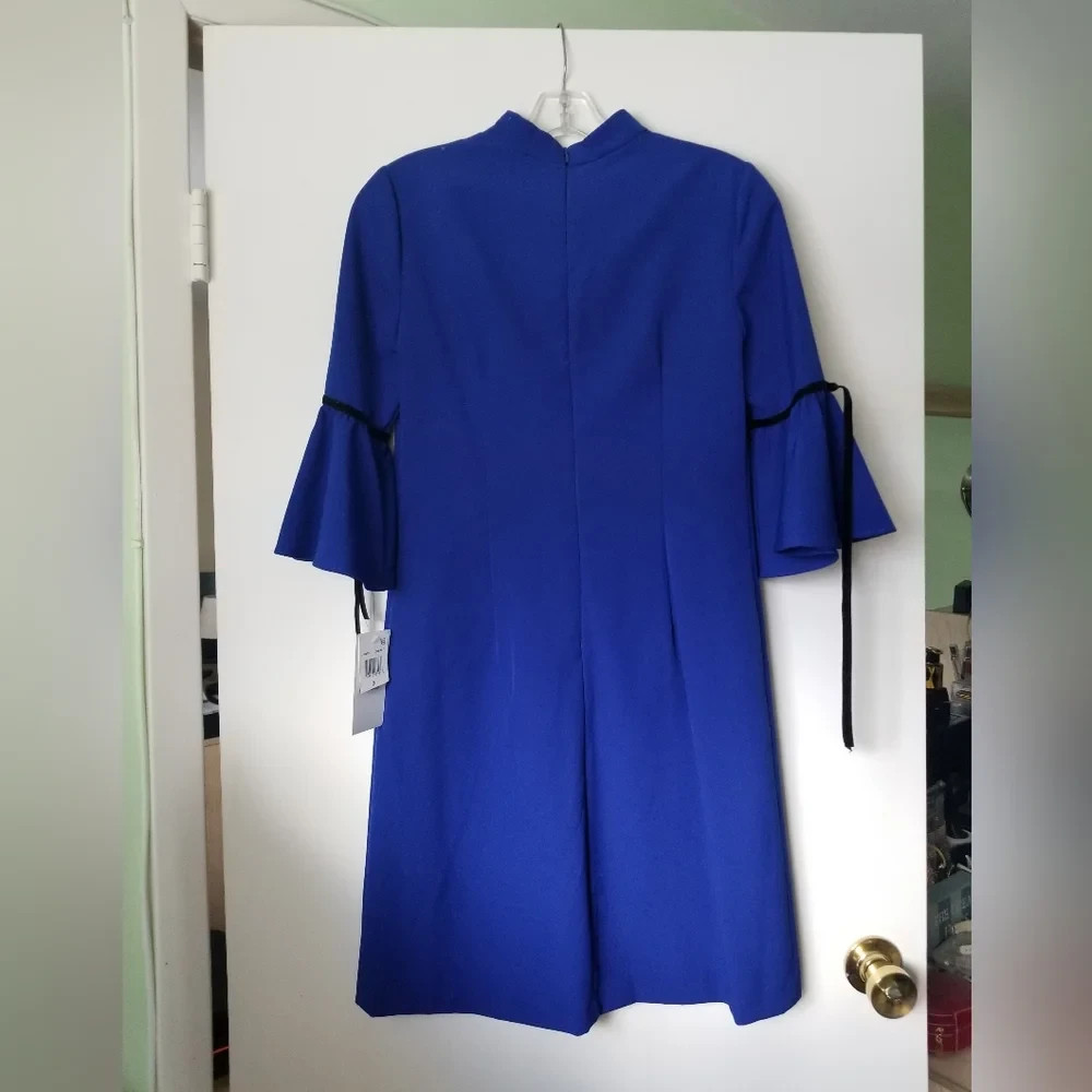 NWT, Julia Jordan Womens Cobalt Blue Short Bell-Sleeve Choker Sheath Dress