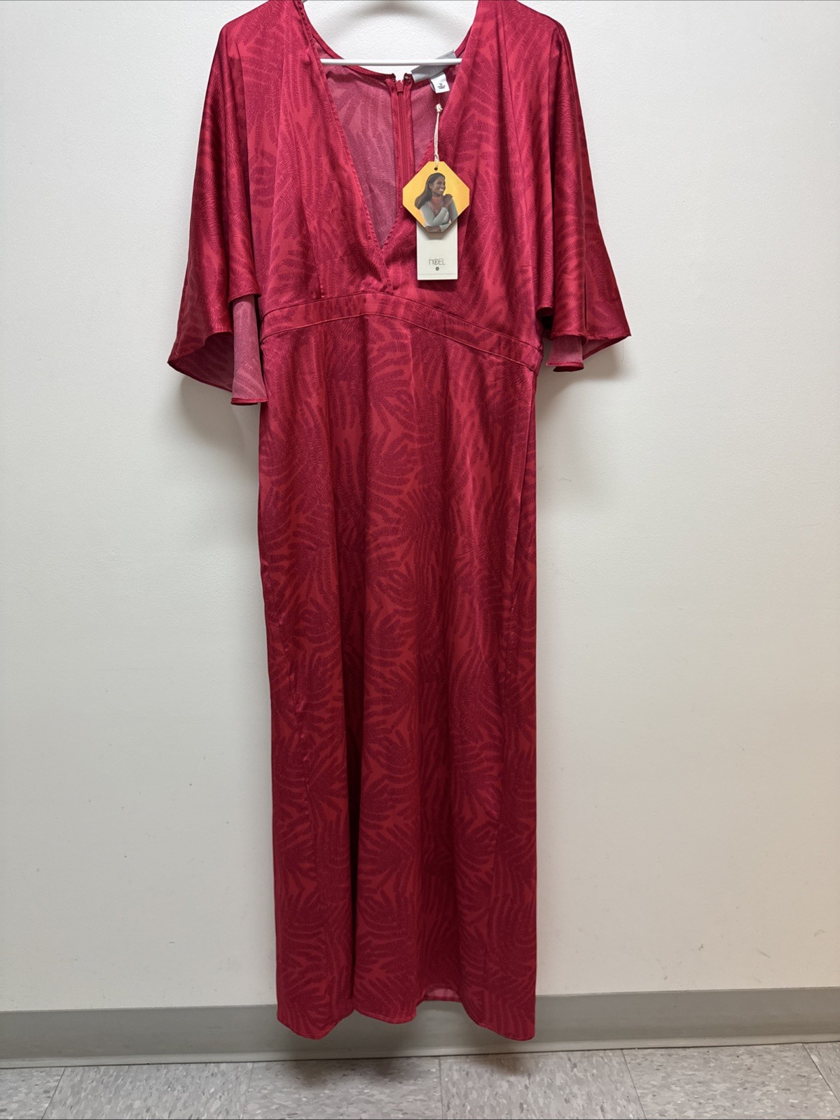 Fe Noel Target Maxi Dress Kimono Style Red Silk Fern Perfect 🤩 Summer Size 12