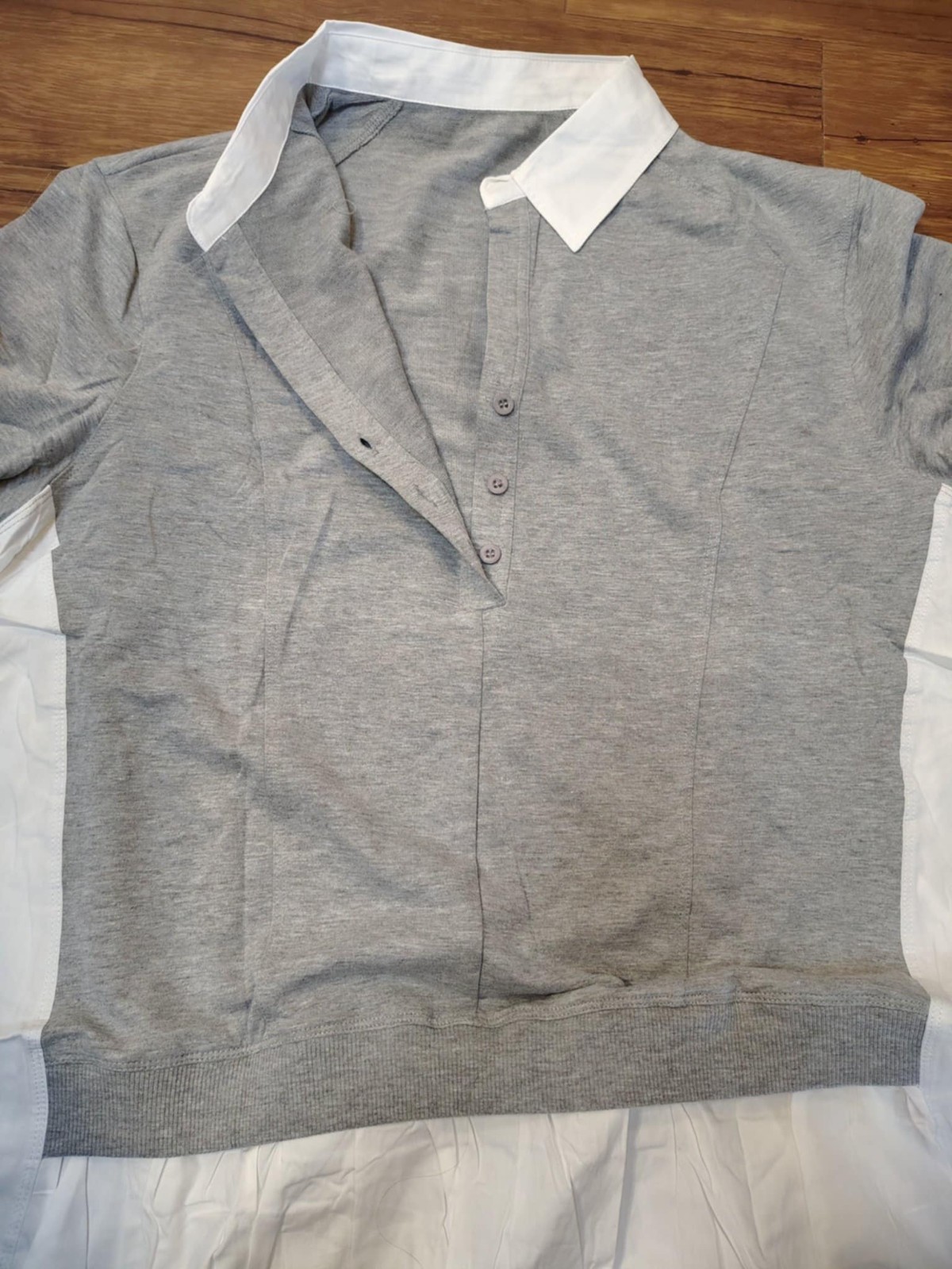 Fisoew Womens Sweatshirt Dresses Short Sleeve V Neck Patchwork Oversized L Gray